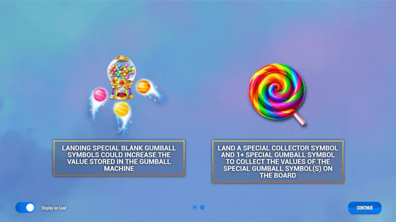 Sweet Candy Cash Stash - मुख्य मेनू और स्लॉट सेटिंग्स